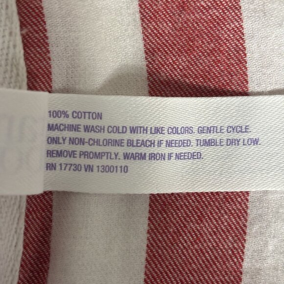 Red & White Striped Button-Down Nightshirt By Stars Above Long Sleeves Flannel L - Picture 7 of 11